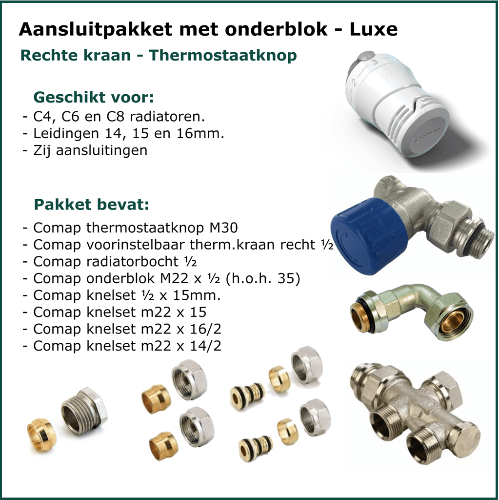 Set 8 - Aansluitset Recht - Onderblok - Luxe